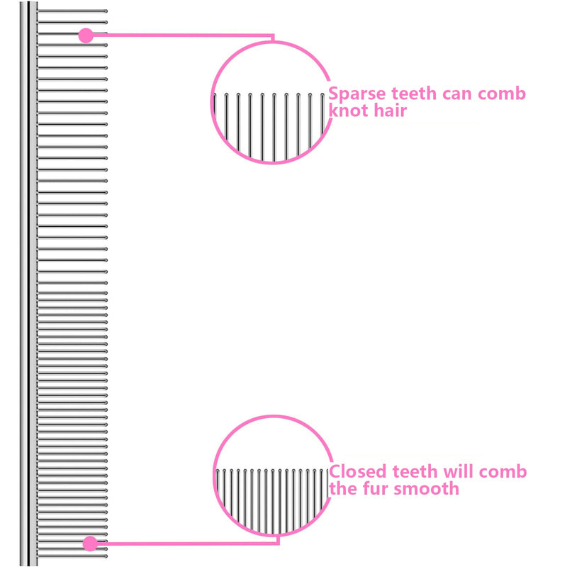 Pets Grooming Metal Comb Kit for Small Dogs Cats Puppies for Tear Stain Remover, 2-in-1 with Round Teeth to Remove Knots Crust Mucus