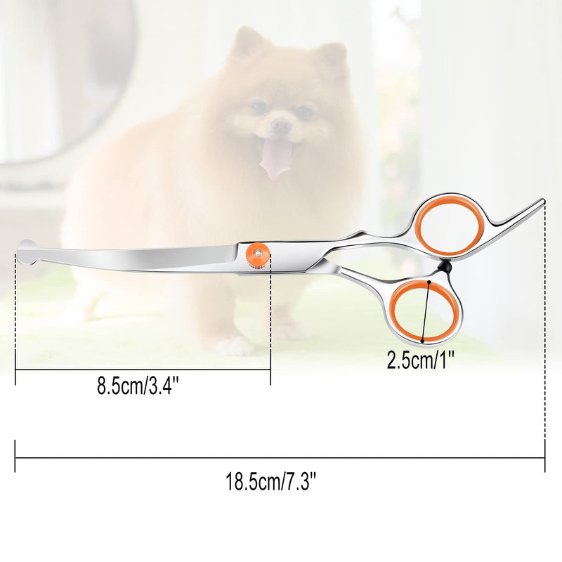 Dog Grooming Scissors, 7.3" Pet Grooming Scissors with Safety Round Tip, Stainless Steel Grooming Shears for Dog, Cat 1 Piece-curved Scissors