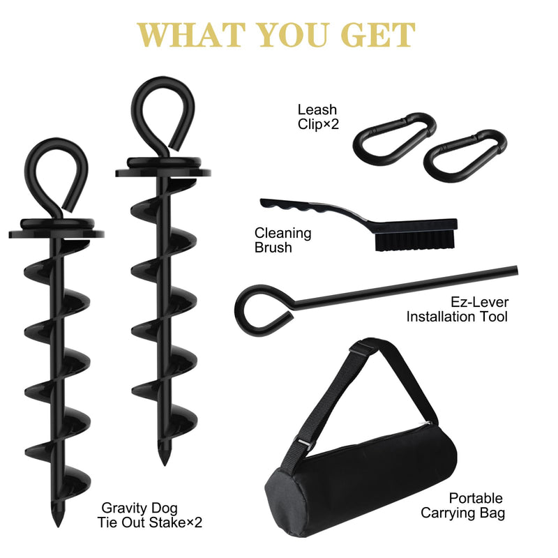 Eurmax USA Heavy Duty Dog Tie Out Stake for Large Dogs up to 210 lbs Dog Stakes for Outside,Dog Anchor, and Dog Gadget Dog Accessories Dog Leash Stake Dog Runner Trampoline Stakes 2-Pack (Black) Black-2pack - PawsPlanet Australia