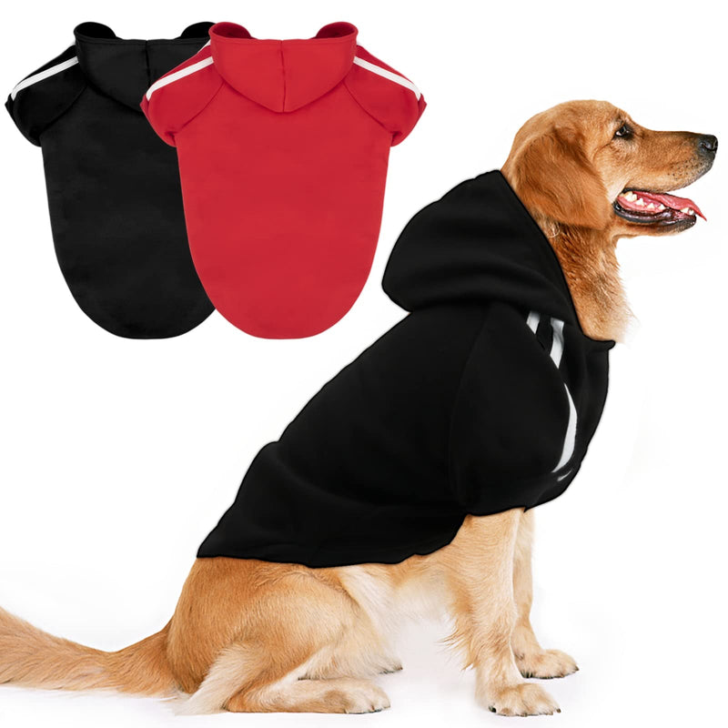 Rypet 2 Packs Basic Dog Hoodie Pet Clothes Sweater with Hat, Casual Sports Hoodie Sweatshirt for Medium Large Dogs 9XL(Chest: 35.4", Back: 29.1")
