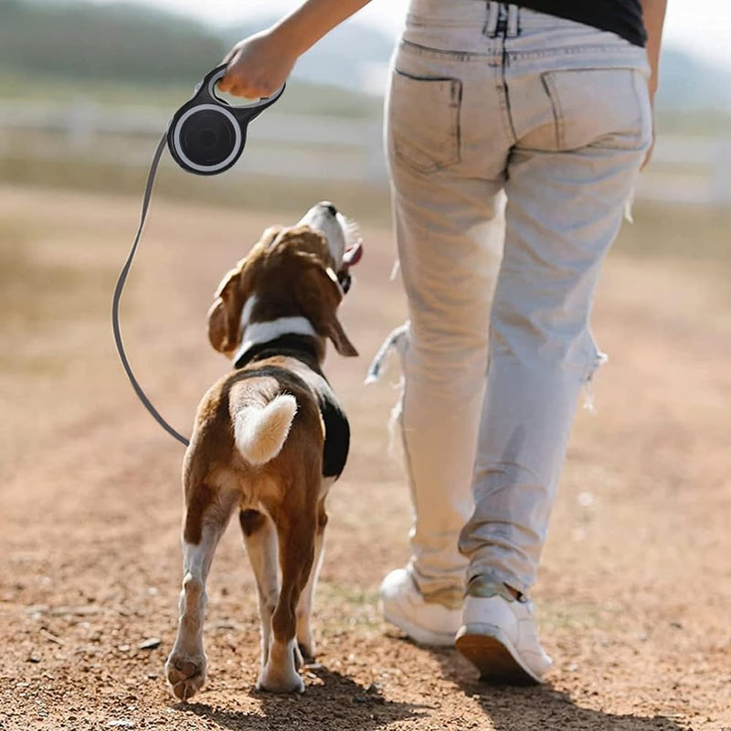 New Retractable Dog Leash, Tangle-Free 360 Degree Pet Walking Leash with Non-Slip Handle, Nylon Strap for Pets up to 110 lbs, One Hand Lock & Release Control (Black) Black - PawsPlanet Australia