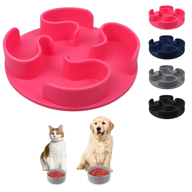 Winsee Slow Feeder Cat Bowls Insert, Dog Food Bowls Insert for Cat Kitty and Small Breed Dogs, Slow Eating Insert for Regular and Elevated Dog Bowls S (Height 0.8") Pink