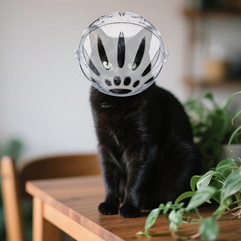 POPETPOP Cat Muzzle for Grooming: Cats Grooming Helmet - Kitten Transparent Muzzle with Breathable Hood for Kitten Dog Pet Bathing Shaving, Trimming Nails 13.5x11cm - PawsPlanet Australia