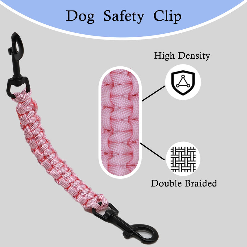 2 PCS Dog Collar Safety Clips, Backup Clip Connector, Prong Collar, Dual Clasps Rotating Buckle for Small and Medium Dogs (Pink) Pink Cord - PawsPlanet Australia