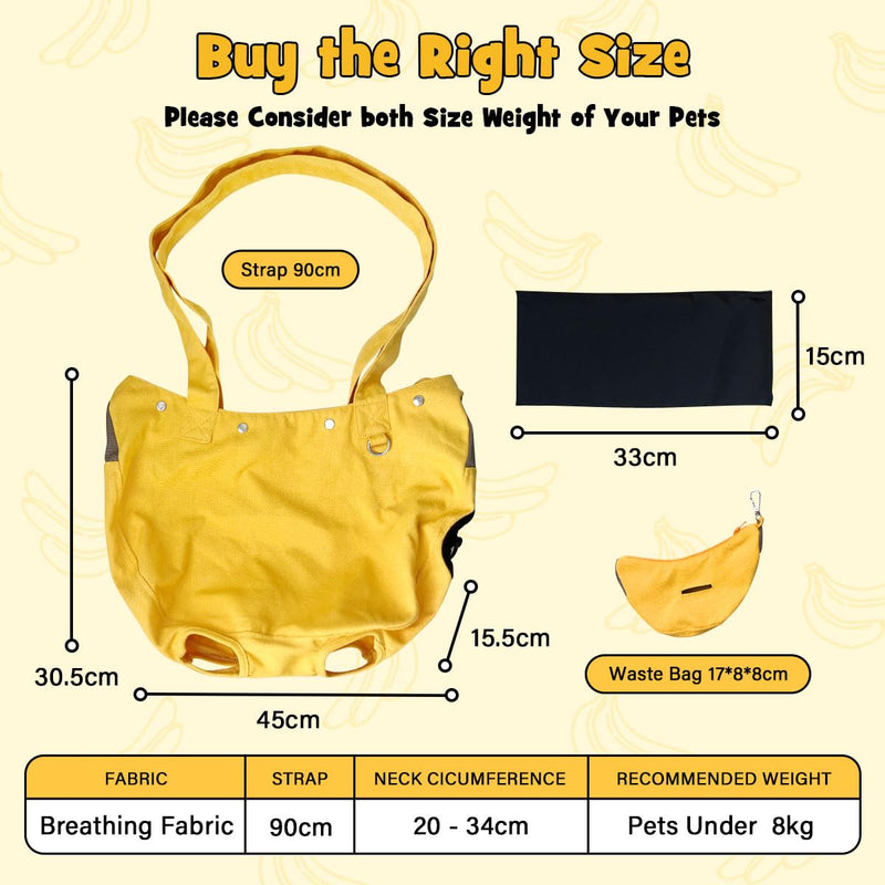 SNOWLOVE Pet Carrier Tote Bag, Yellow Canvas with Dog Design, Large Capacity Shoulder Bag with Accessory Pouch - PawsPlanet Australia