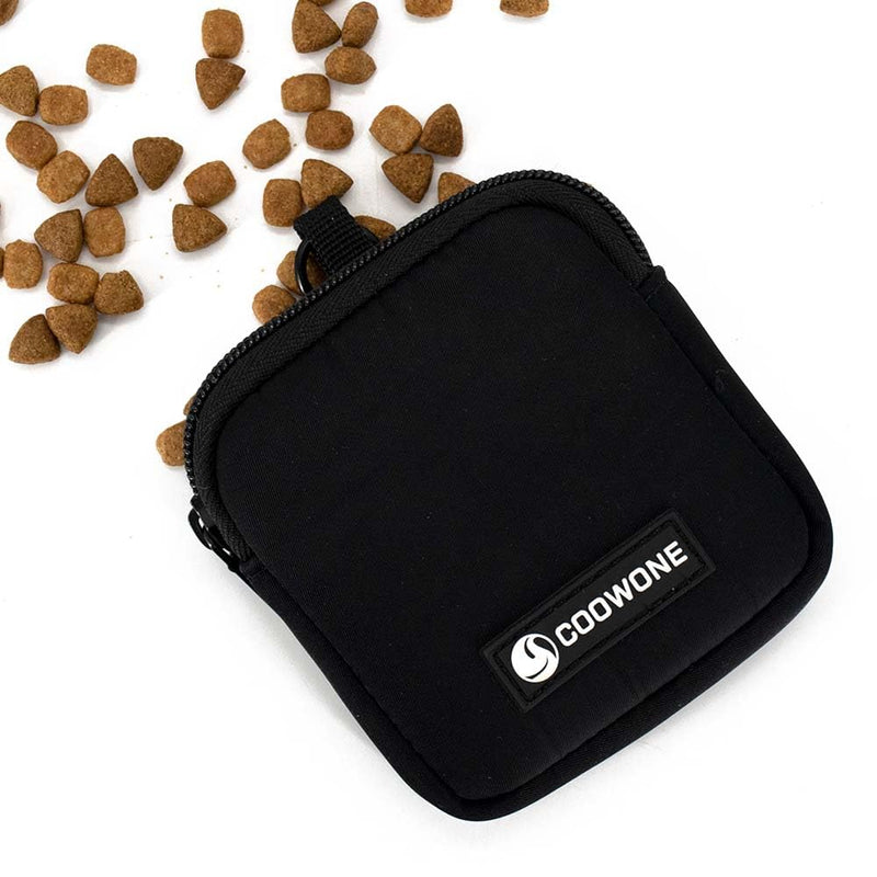 Waterproof Dog Treat Pouch, Dog Training Treat Pouch Built in Poop Bag Dispenser Adjustable Shoulder Bag (BLK) (BLK) BLK