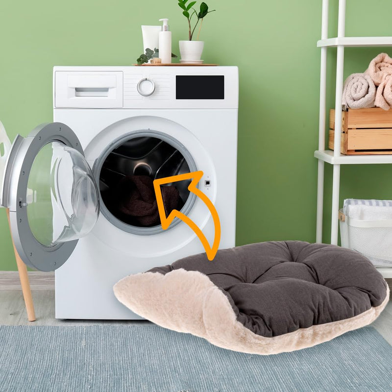 Ferplast Cat Bed, Dog Bed Washable Pet Mat Cushion in Cotton with Soft Padding, 55 x 36 cm. Brown 55 x 36 x 5 cm (L x W x H) Beige