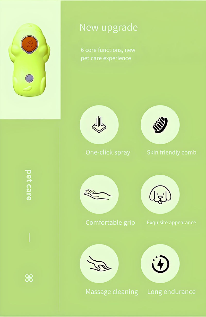 3-in-1 Pet Grooming Brush for Dogs & Cats - Steam Brush with Dual Functions, Moisturizer, Release Button, Water Reservoir - Lime, Pet Shedding & Dematting Brush - PawsPlanet Australia