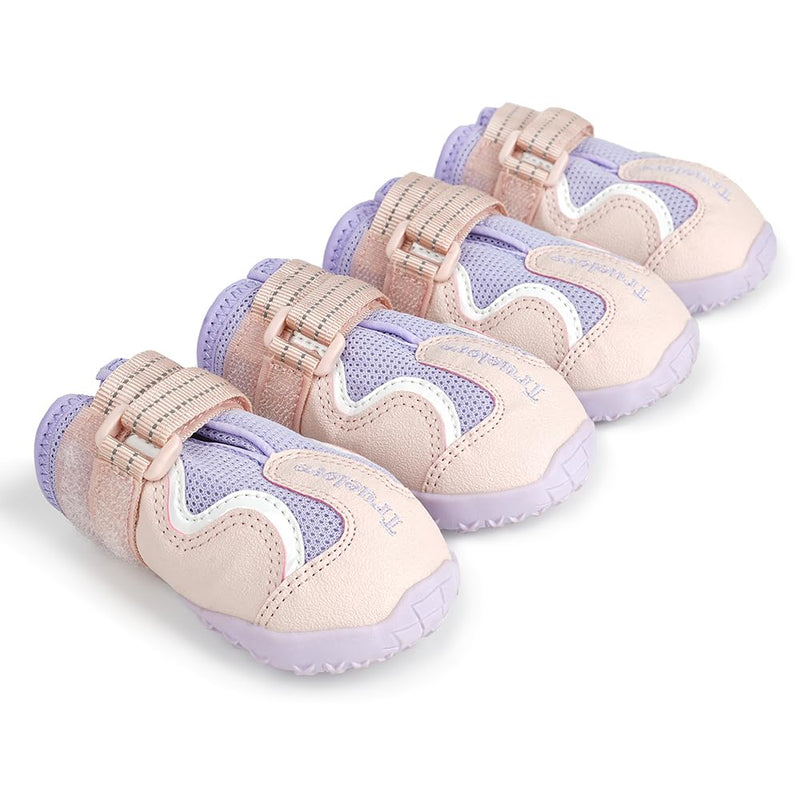 Truelove Dog Boots,Waterproof Pet Shoes with Reflective Straps for Paw Protectors Small Medium Large Dog Summer Winter Snow Outdoor Walking Size 1: 2.24"x1.38" (L*W) (Pack of 4) Pink - PawsPlanet Australia