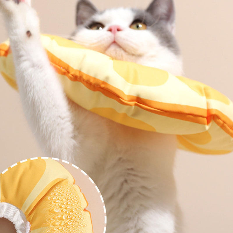 Fdit Soft Donut Cat Collar, Adjustable Cone for Post-Operation with Breathable PP Cotton, Lightweight, for Cats and (S: Adjustable Range: 13"-22 cm) Orange Waterproof Version S: Adjustable Range: 13"-22 cm