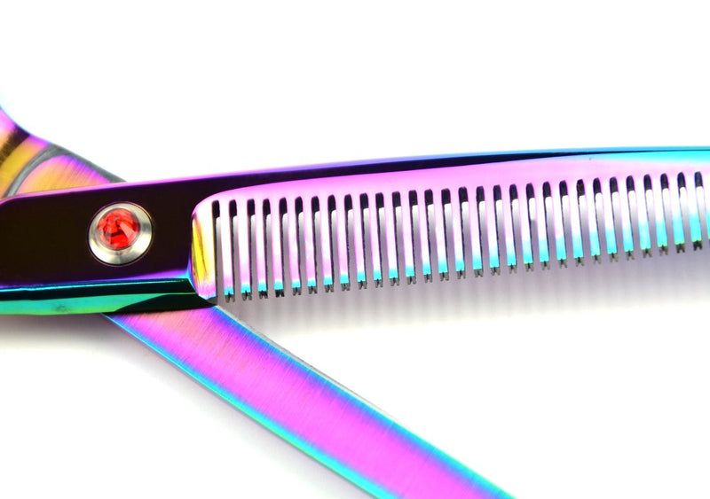 LILYS PET Professional PET Grooming scissors Kit,Coated Titanium,Sharp and Strong Stainless Steel Blade for Dogs Cats Hair Cutting,3 Pieces of Scissors with a Comb and a Case (7.0 inches, Rainbow) 7.0 inches - PawsPlanet Australia