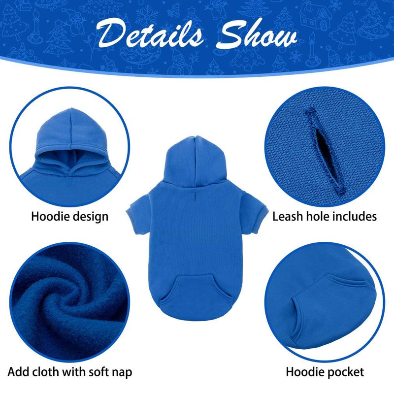 Basic Dog Hoodie - Soft and Warm Dog Hoodie Sweater with Leash Hole and Pocket, Dog Winter Coat, Cold Weather Clothes for XS-XXL Dogs X-Large (Pack of 1) Blue