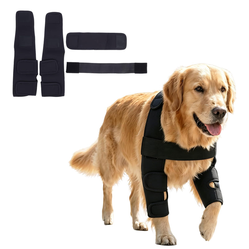 Dog Double Front Leg Braces, Breathable Canine Front Leg Support Wrap, Adjustable Dog Knee Brace for Joint Injury, Arthritis, Post Surgery Recovery, Outdoor Walking Protection, Black S Size