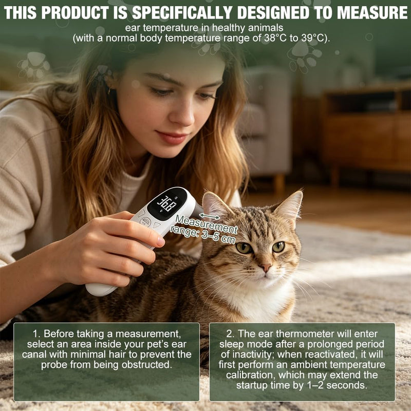 Digital ear thermometer for dogs with LED display, thermometer for dogs, cats and other animals, fast and accurate