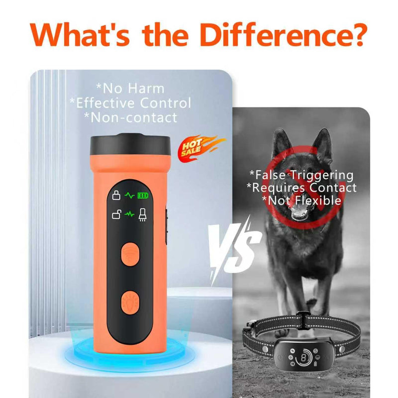 Barking Deterrent Device Safe Ultrasonic Trainers LED Flashligt Adjustable Portable & Rechargeable 3X Ultrasonic Bark Deterrent Device for Indoor&Outdoor Sonic Bark Deterrents Upgrads (Orange) orange - PawsPlanet Australia