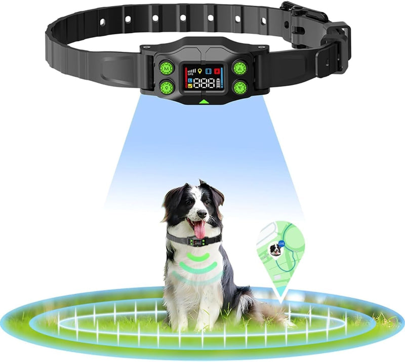 GPS Wireless Dog Fence, Rechargeable Electric Dog Collar with 3 Training Modes, Radius 25-999 Yards, IPX7 Waterproof Invisible Pet Containment System for Medium & Large Dog, Outdoor Use