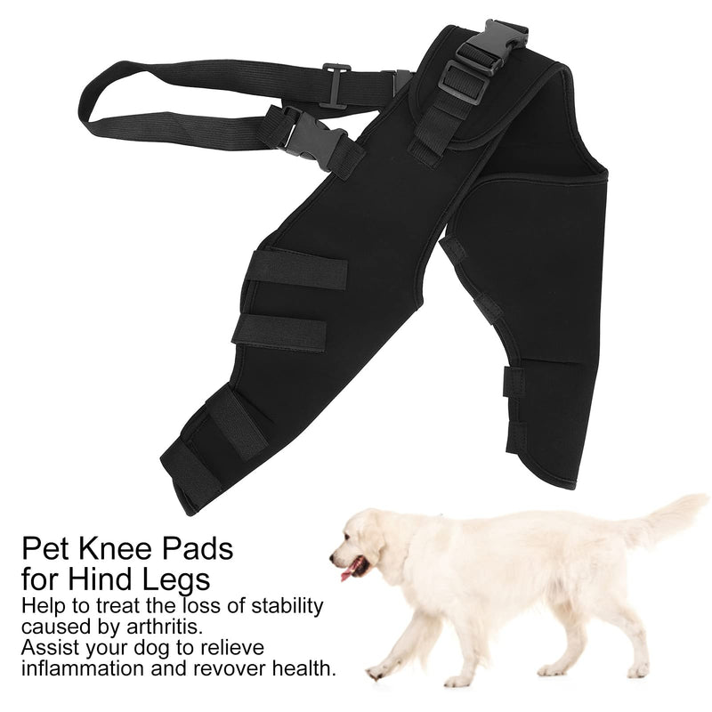 Pet Dog Hind Legs Protector, Adjustable Knee Brace Leg Support, Dog Hock Brace Rear Legs Joint Wrap(HJ25 Rear Double Leggings Black L) HJ25 rear double leggings black L