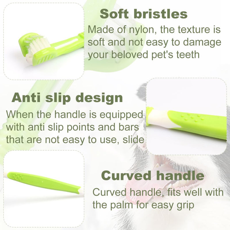 2 x Dog Toothbrush Pet Toothbrush for Dogs Pet Toothbrush Triple Head Dog Toothbrushes Long Handle Dog Toothbrush for Dogs and Cats