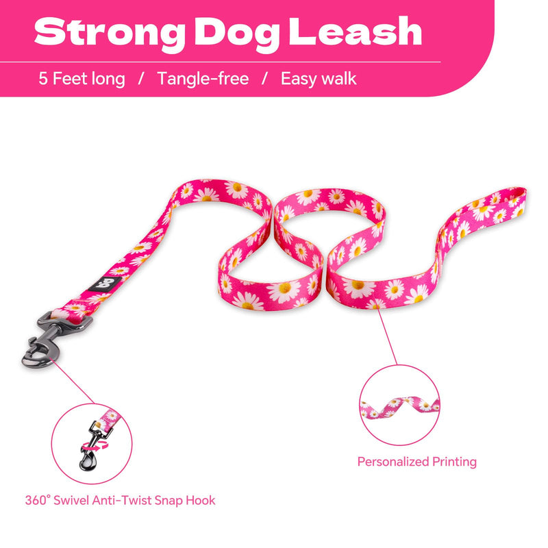 QQPETS Dog Harness Leash Set Adjustable Heavy Duty No Pull Halter Harnesses for Small Medium Large Breed Dogs Back Clip Anti-Twist Perfect for Walking (XS(12"-18" Chest Girth), Daisy) XS(12"-18" Chest Girth) - PawsPlanet Australia