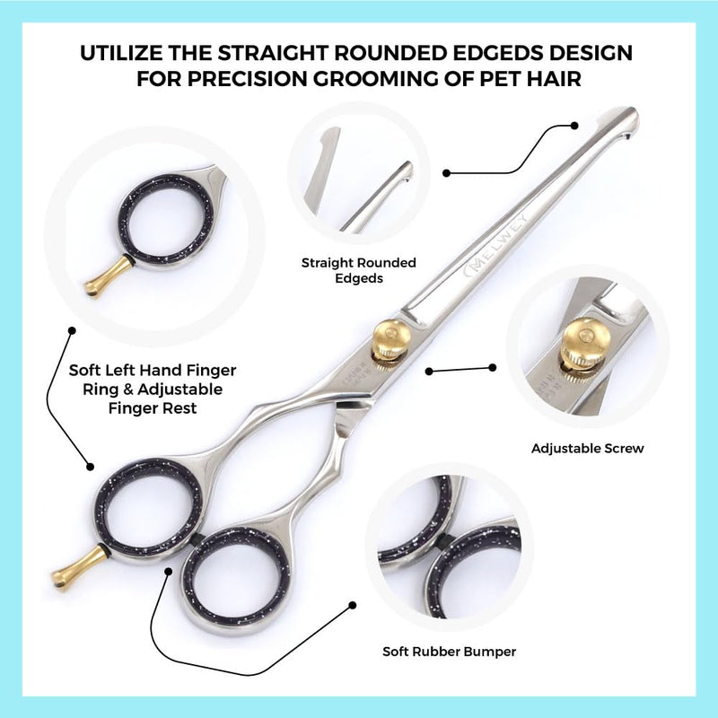 Left-Handed Pet dog Grooming Scissors Set Pro-Grade Curved Shears for Dogs Cats - Precision Crafted Sharp Blades Comfort Grip - Ideal for Cutting Curving Thinning (LH Round Tip Kit) LH Round Tip Kit - PawsPlanet Australia