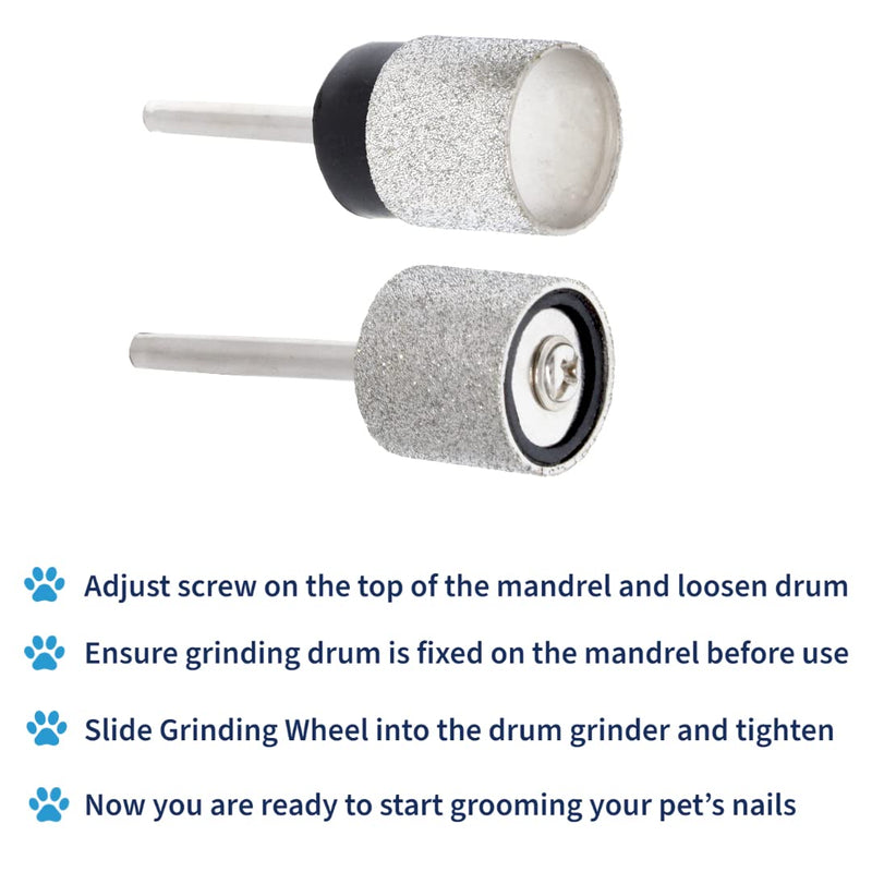 120&80 Grit Diamond Bit for Dog Nails Grinder Including 2pcs 1/2" Mandrel - Pet Nail Grinder Diamond Wheel (Finishing #120 Coarse #80) 4pcs - 120 & 80 Grit (2 Bits + 2 Mandrels 1/2") - PawsPlanet Australia