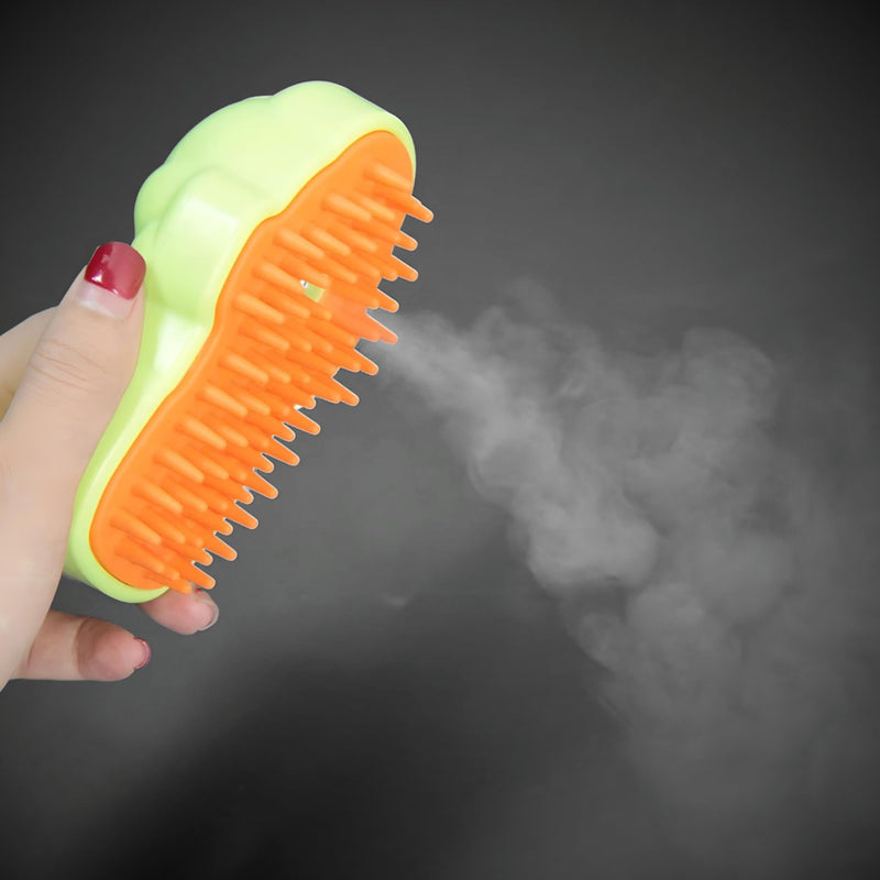 3-in-1 Pet Grooming Brush for Dogs & Cats - Steam Brush with Dual Functions, Moisturizer, Release Button, Water Reservoir - Lime, Pet Shedding & Dematting Brush - PawsPlanet Australia