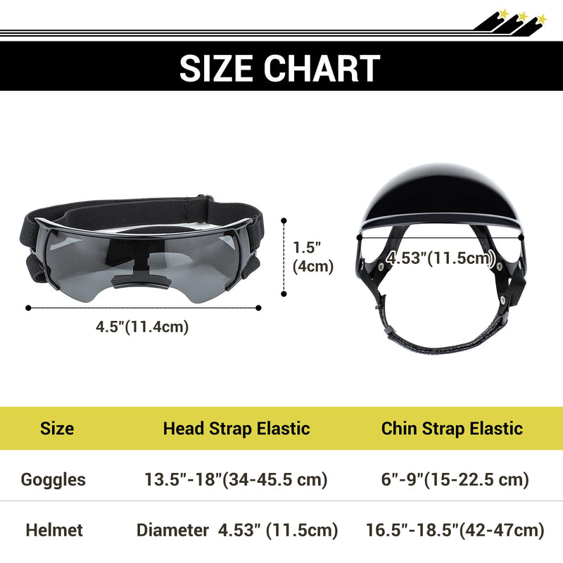 Namsan Small Dog Goggles and Helmet, Dog Motorcycle Helmet with UV Protection Sunglasses for Small Medium Breeds, Hard Doggie Hat with Ear Holes, Adjustable, Black Type A - PawsPlanet Australia