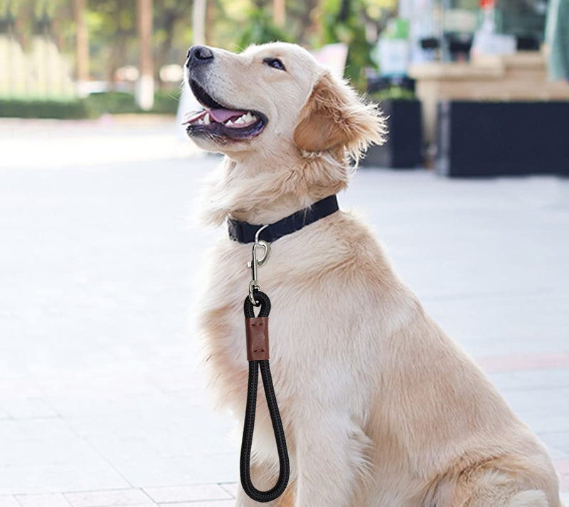 Short Dog Leash, 12 Inch Rope Traffic Handle Lead, 1/2" Strong Nylon Dog Tab Training Leash for Medium/Large/Ex-Large Dogs Outdoor Walking Black - PawsPlanet Australia