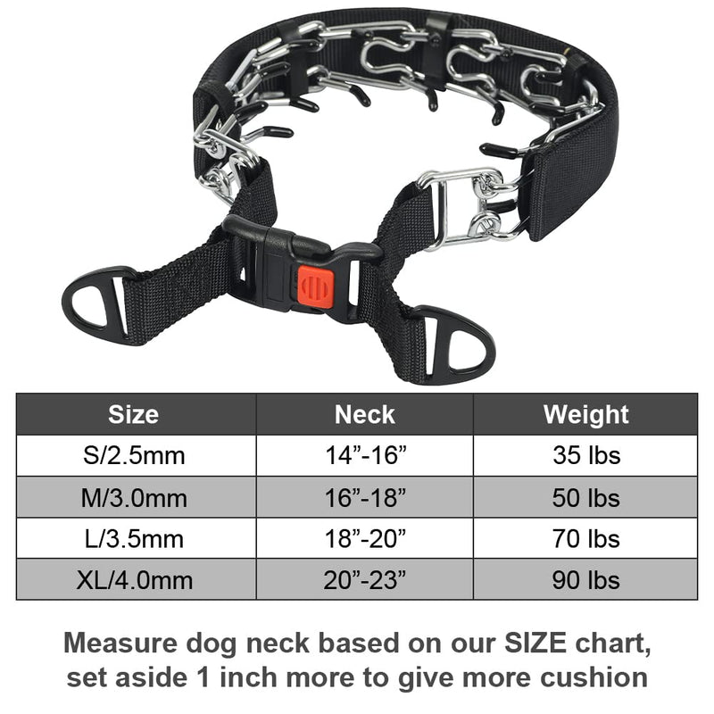 CBBPET Dog Prong Collar, Adjustable Dog Training Collar with Quick Release Buckle for Small Medium Large Dogs M/3.0mm (Neck: 16"--18'' Weight:50 lbs) Luxury Black