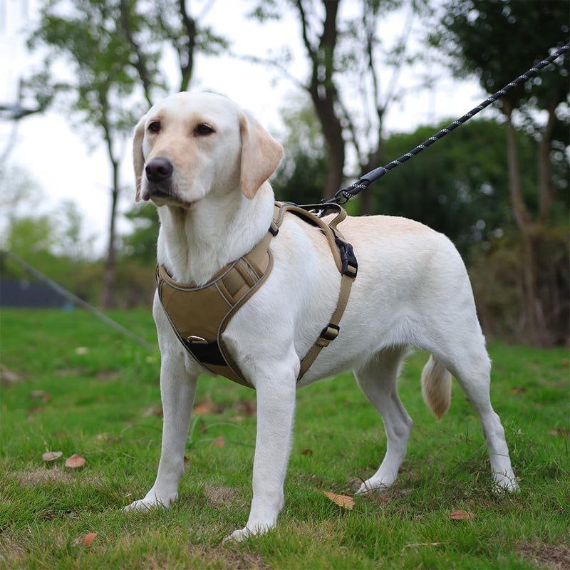 Dog Harness with Airtag Holder, No-Pull Tactical Service Dogs Vest with Handle, Escape Proof Freedom Outdoor Easy Walk Jacket with Back Front Clip for Small Medium Large Breeds,Khaki,M Khaki - PawsPlanet Australia