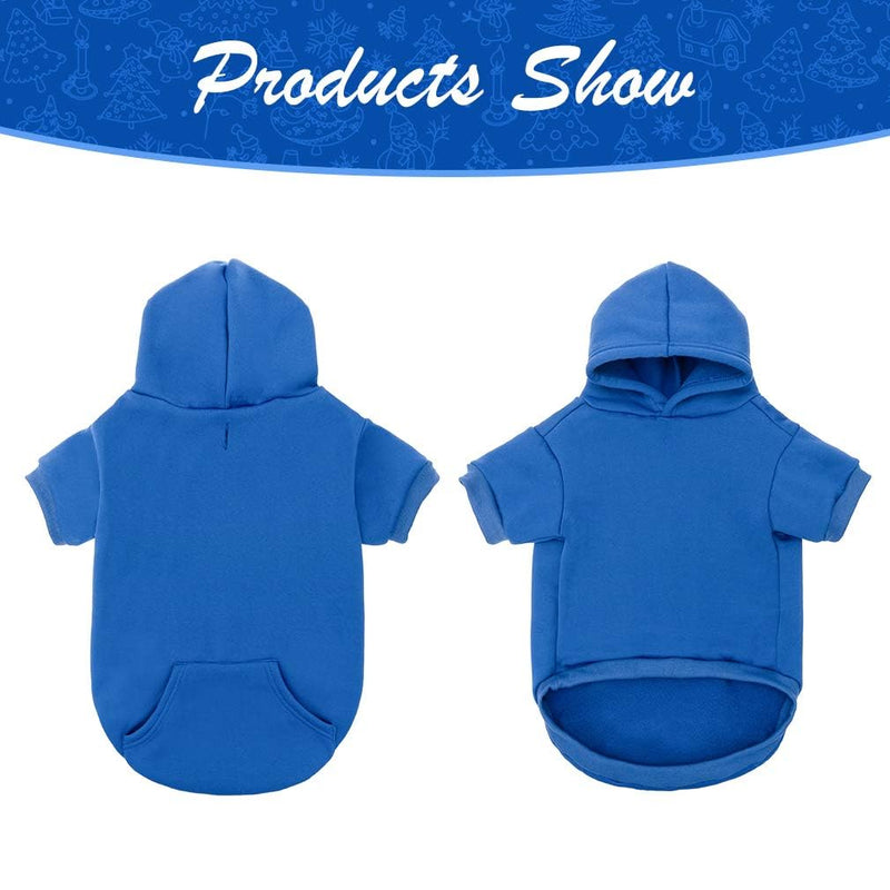 Basic Dog Hoodie - Soft and Warm Dog Hoodie Sweater with Leash Hole and Pocket, Dog Winter Coat, Cold Weather Clothes for XS-XXL Dogs X-Large (Pack of 1) Blue