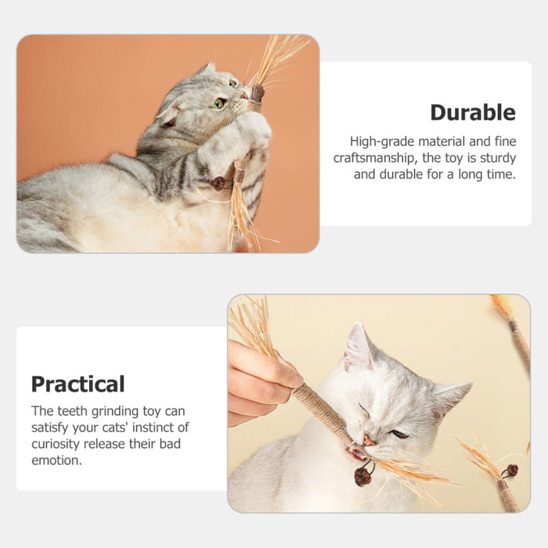Wooden dental cleaning and chew sticks, 4-piece cat toy set with natural catnip for kittens and stress relief in the household