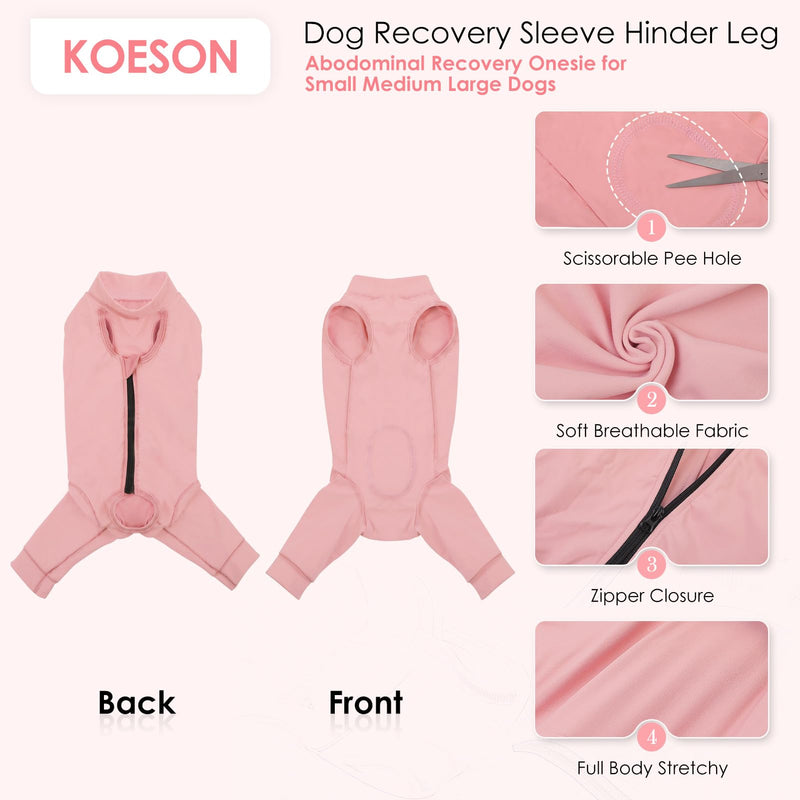 KOESON Dog Recovery Suit Hind Leg, Recovery Sleeve for Female Male Dogs, Pet Leg Sleeve to Stop Licking, Pet Rear Leg Wound Cover, Dog Spay Onesie for Wound Heal Care XX-Large Pink