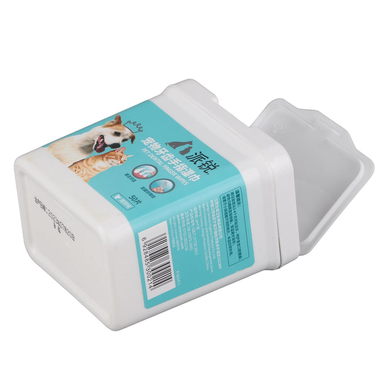 Alomejor 50 Pieces Dog Dental Cleaning Finger Wipes, Alcohol-Free, Disposable Wipes for Pet Dental Care, Oral Hygiene, Non-Irritant
