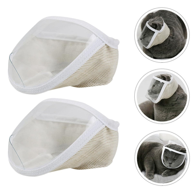 BESTYASH 2-Piece Household Kitten Muzzle Made of Breathable Polyester, Safe and Practical for Beauty and Bath, Transparent and Portable for Cat Grooming
