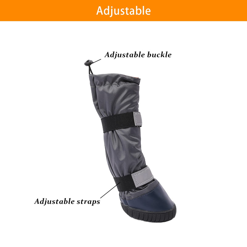 & Dog Rain Boots with Waterproof Material , Dog Winter Boots Keeps Your Pet Warm, Reflective Straps and Anti-Slip Sole, Dog Snow Boots for Snowy Day( 4PCS/Set ) S(Insole width: 2.0'')