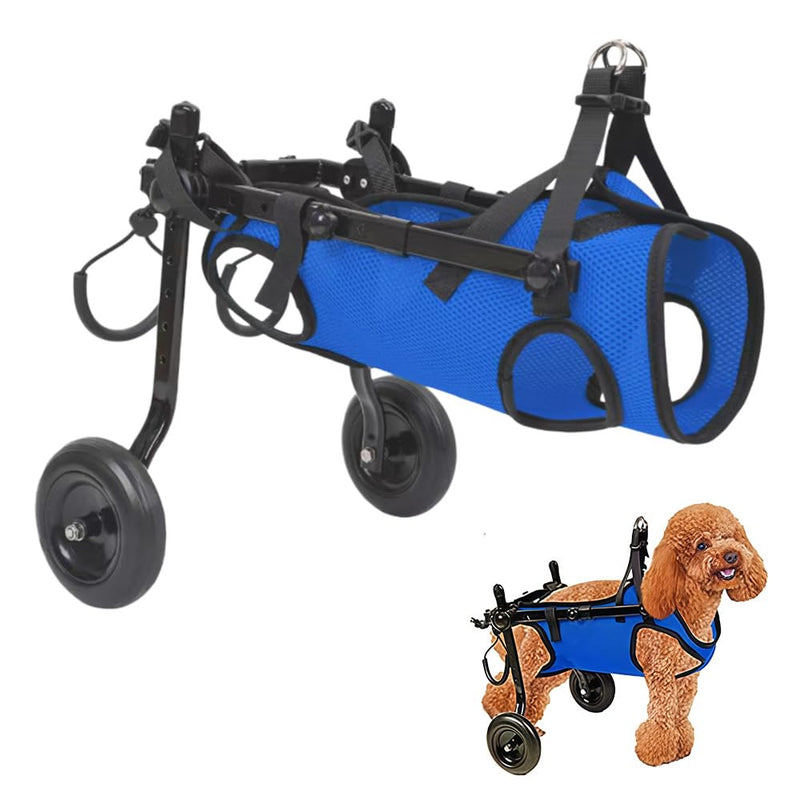NUODWELL Dog Wheelchair for Back Legs, Adjustable 2-Wheel Aluminium Pet Wheelchair with Leg Brace and Hip Support, Rear Support Wheelchair, Dog Strollers for Elderly & Handicapped Dogs (Blue, M) Blue