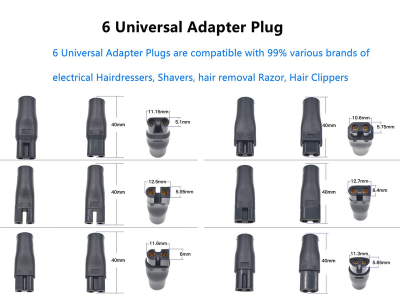 3.7V - 5V Universal Replacement Charger USB for Various Brands Electric Dog Clippers, Electric Shavers, Electric Hairdressers, Hair Clippers, Razor, with 6 Adapter Plug - PawsPlanet Australia