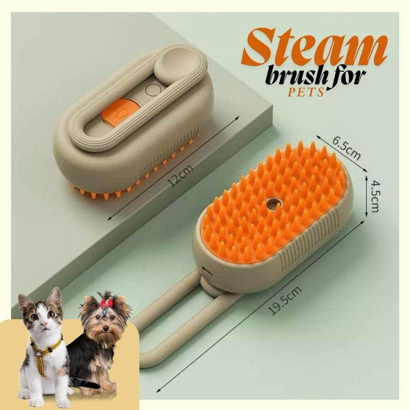 3-in-1 Steam Pet Brush for Cats & Dogs – Self-Cleaning Grooming Comb with Spray Mist, Massage & Shedding, Rechargeable USB, Anti-Static, Foldable Handle – Kakhi Khaki - PawsPlanet Australia