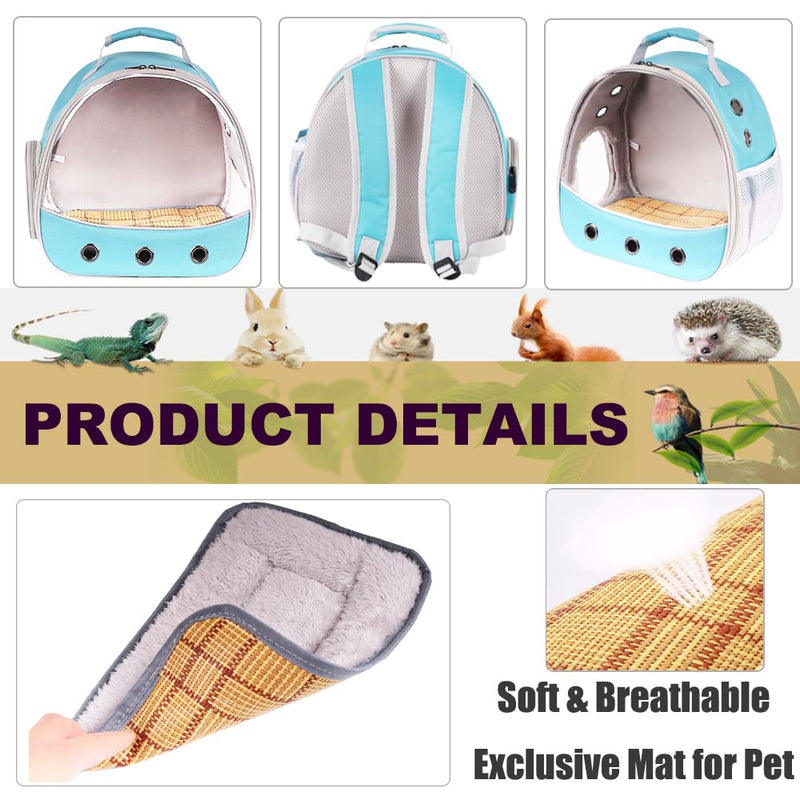 Small Animal Travel Carrier Backpack to Carry and Transport Guinea Pig Birds Bearded Dragon, Clear Front Window, Portable Bag to Transport Hamster Hedgehog Green - PawsPlanet Australia