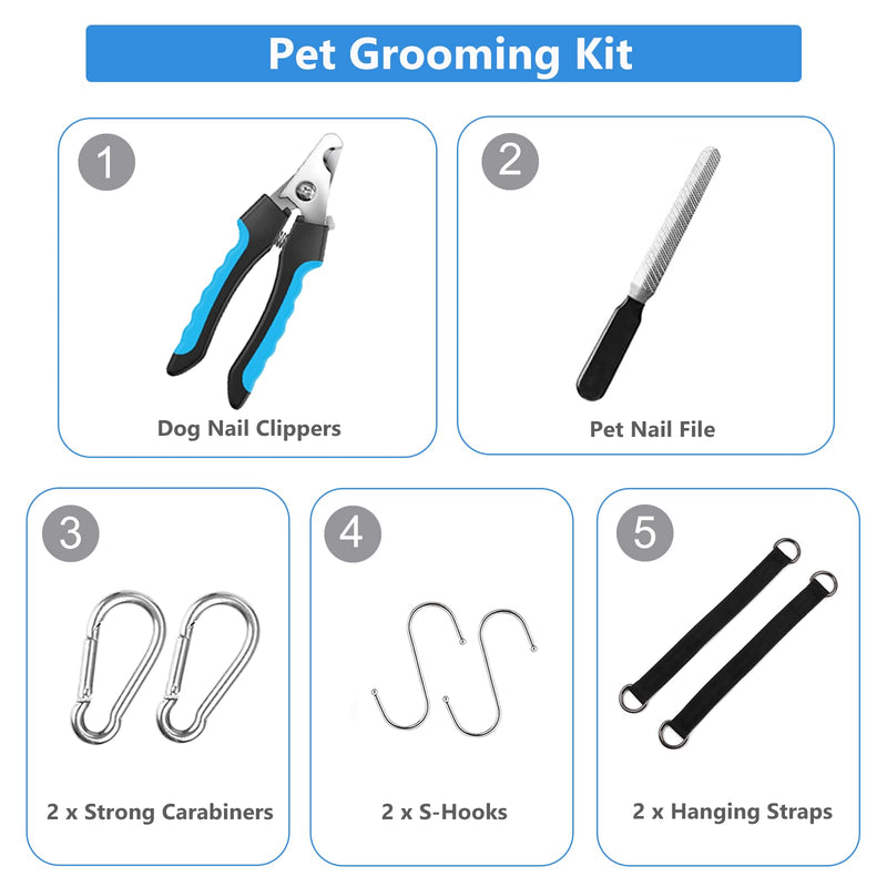 Dog Grooming Hammock Kit for Medium Dogs - Size: L, Hanging Cradle Sling for Nail Trimming Clipping, Blue LARGE for 45 LBS MAX