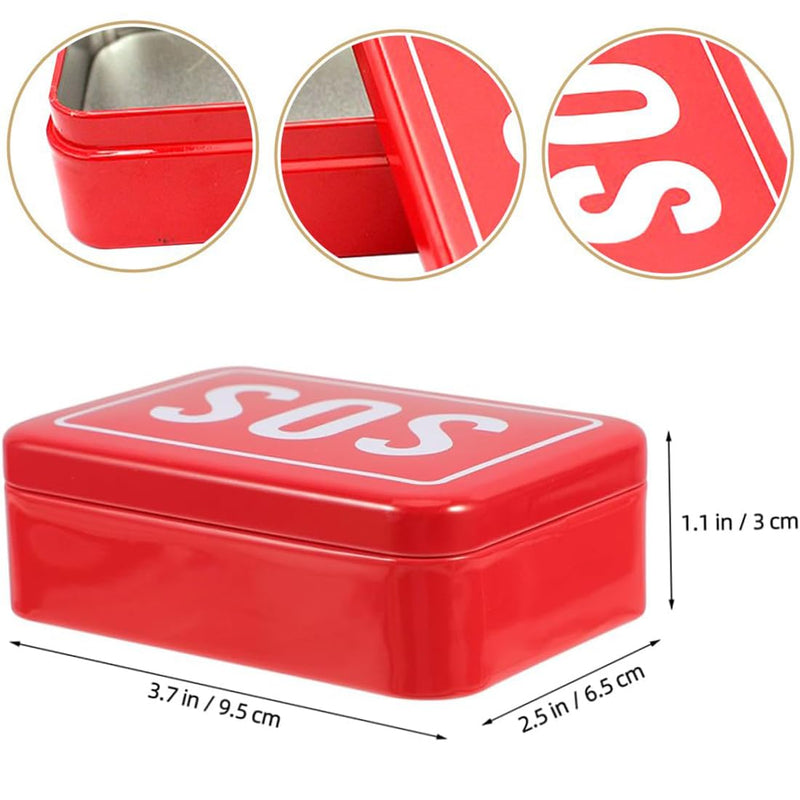 Pack of 2 Multifunctional SOS Survival Box Metal Emergency Box for Camping Hiking and Travel for Storage of Medicine and Survival Equipment
