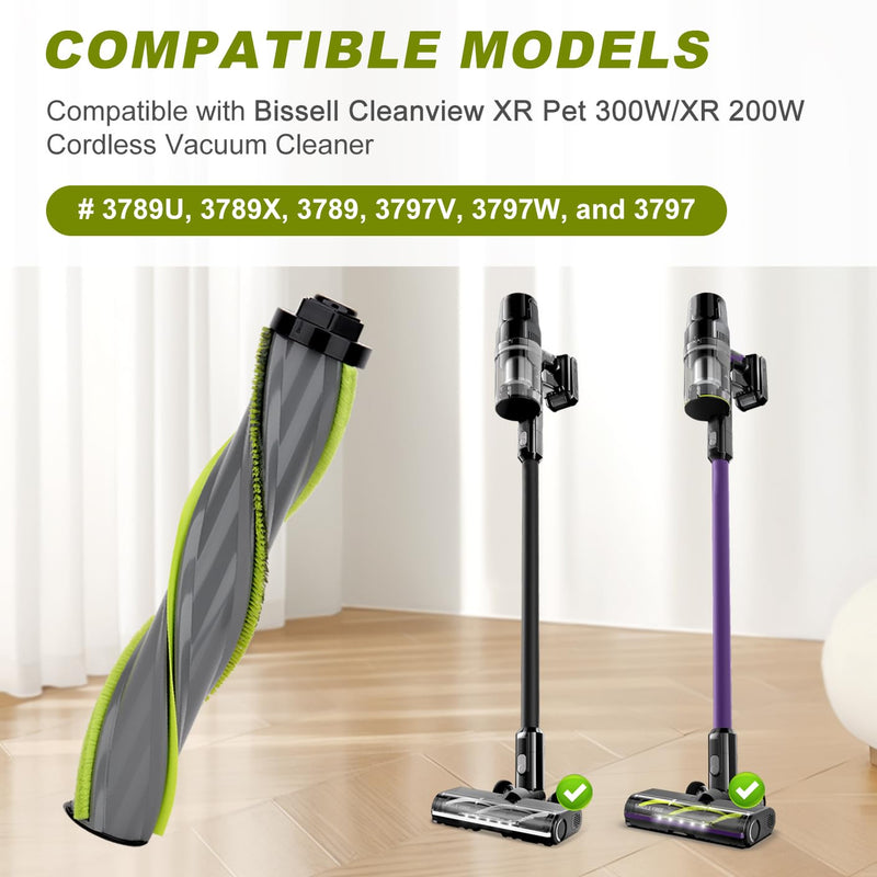 Replacement Brush Roller Compatible with Bissell Cleanview XR 200W/ Cleanview XR Pet 300W/ Powerlifter Turbo Cordless Stick Vacuum Cleaner 3789U, 3789X, 3789, 3797V, 3797W, 3797-2 Pack 2 Pack