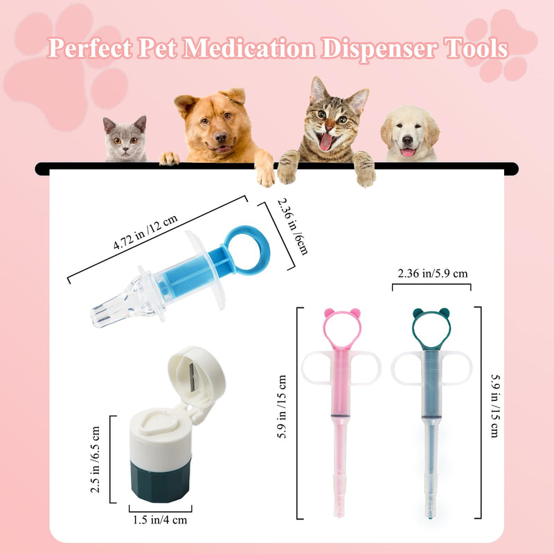 4-in-1 Set Cat Pill Shooter Dog Pill Shooter, Liquid Medicine Dispenser and Pet Pill Crusher and Cutter, Feed Pills, Water and Milk, Reusable for Puppies and Kittens(Piller+ Cutter+ Grinder) - PawsPlanet Australia