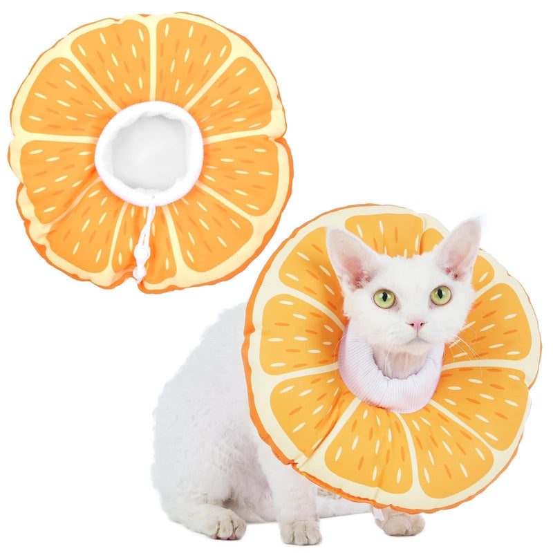 Cat Cone Collar Soft, Medium Waterproof Cat Recovery Collar for Wound Healing After Surgery or Neutering Alternative to Elizabethan Collars Medical Neck Cone for Cats and Puppies Orange