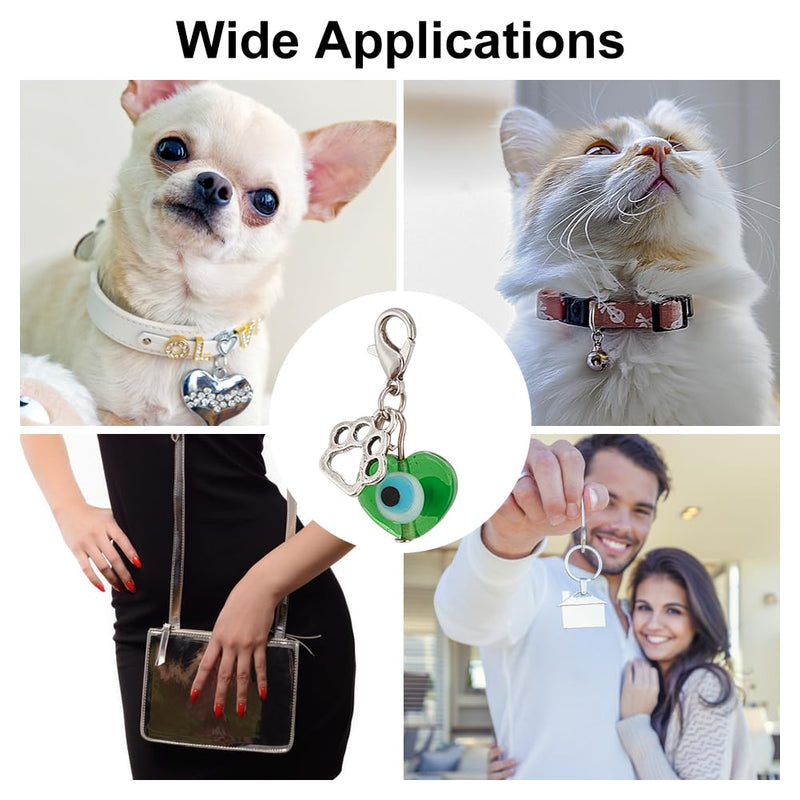 12pcs Evil Eye Pet Collar Pendants for Cat Dog Heart Bead Jewelry Charms Lucky Dog Paw Pet Collar Pendants Clip-on Charms for Bag Decor Keychain Pet Necklace Training Home Decoration - PawsPlanet Australia