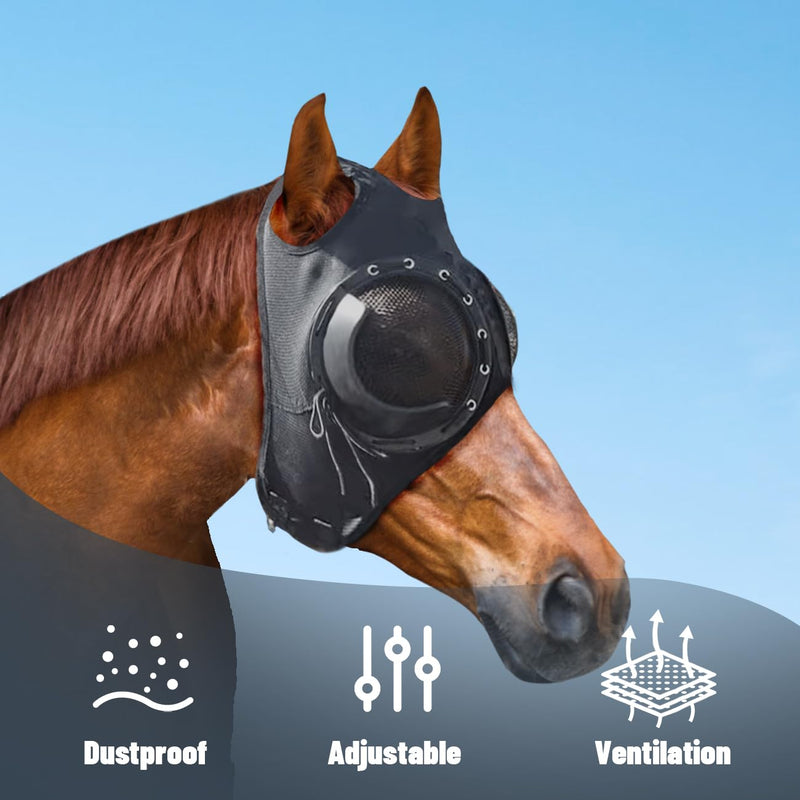 La La Pet Racing Blinkers for Horses Protective Net Horse Goggles Half Head Mask Harness Equipment for Fly Control Horse Eye Cover for Sand Protection