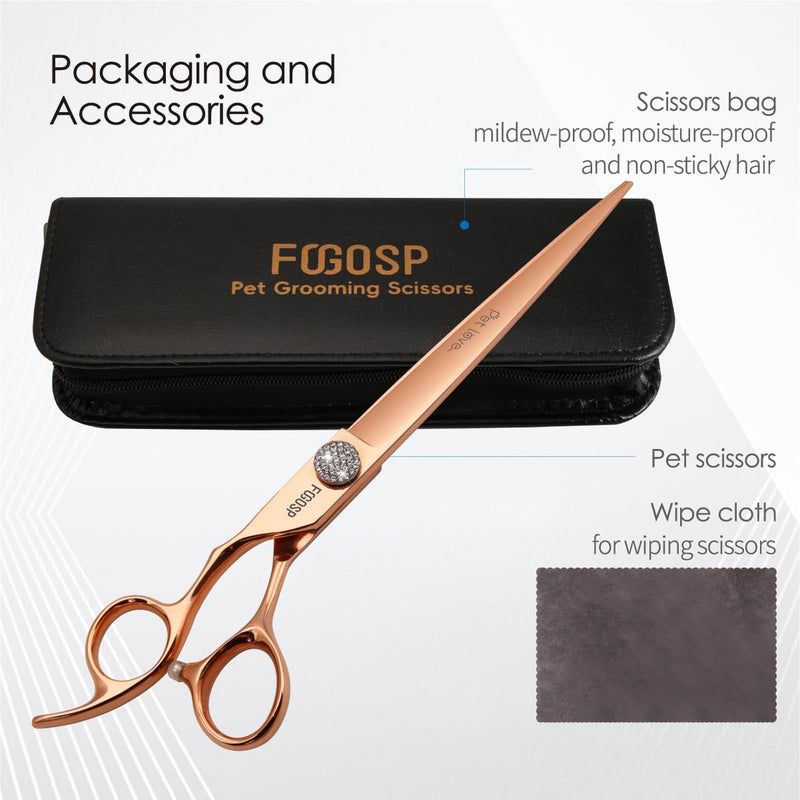 8'' Professional Left Handed Dog Grooming Scissors Straight Long Large Grooming Shears for Dogs Pet Rose Gold Titanium Japan 440C Right Handed Dog Hair Cutting Scissors for Poodle(8,Straight) 8.0‘’ Lefty Straigth 8 inch - PawsPlanet Australia