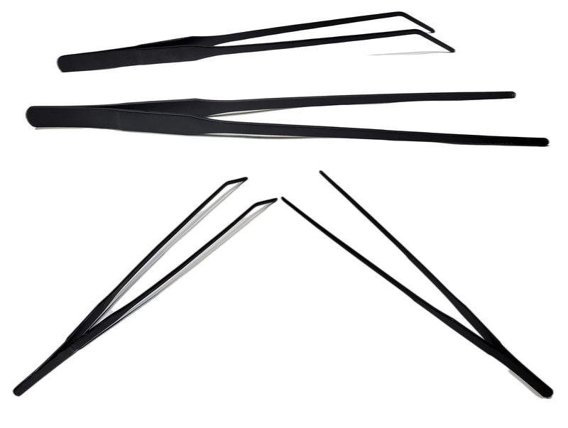 MRTIOO Reptile Stainless Steel Long Tweezers Feeding Tongs, Lizards Snake Gecko and Tarantula Supplies, Aquarium Fish Tank Tools - Black 2Pcs - PawsPlanet Australia