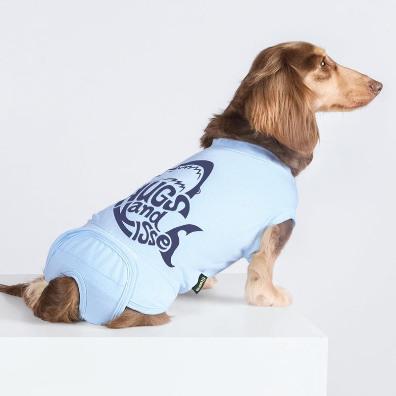Fitwarm 2 Pack Shark Dog Recovery Suit for Surgery Spay Neuter, Surgical Onesie for Male and Female Dogs, Body Suits for Prevent Licking Wounds, Breathable Cotton, Navy Blue, Light Blue, XXL XX-Large - PawsPlanet Australia